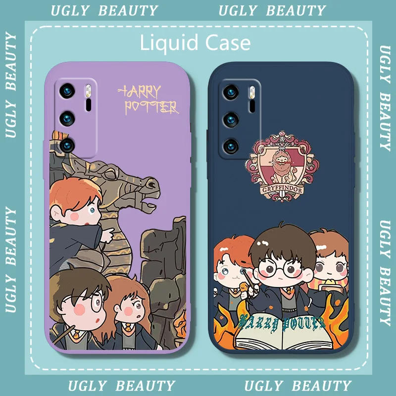 

School of Magic Harryys Potters Wand Phone Case For Huawei P20 P20 PRO LITE 2019 P30 LITE PRO P40 P50 PRO LITE Liquid Rope Soft