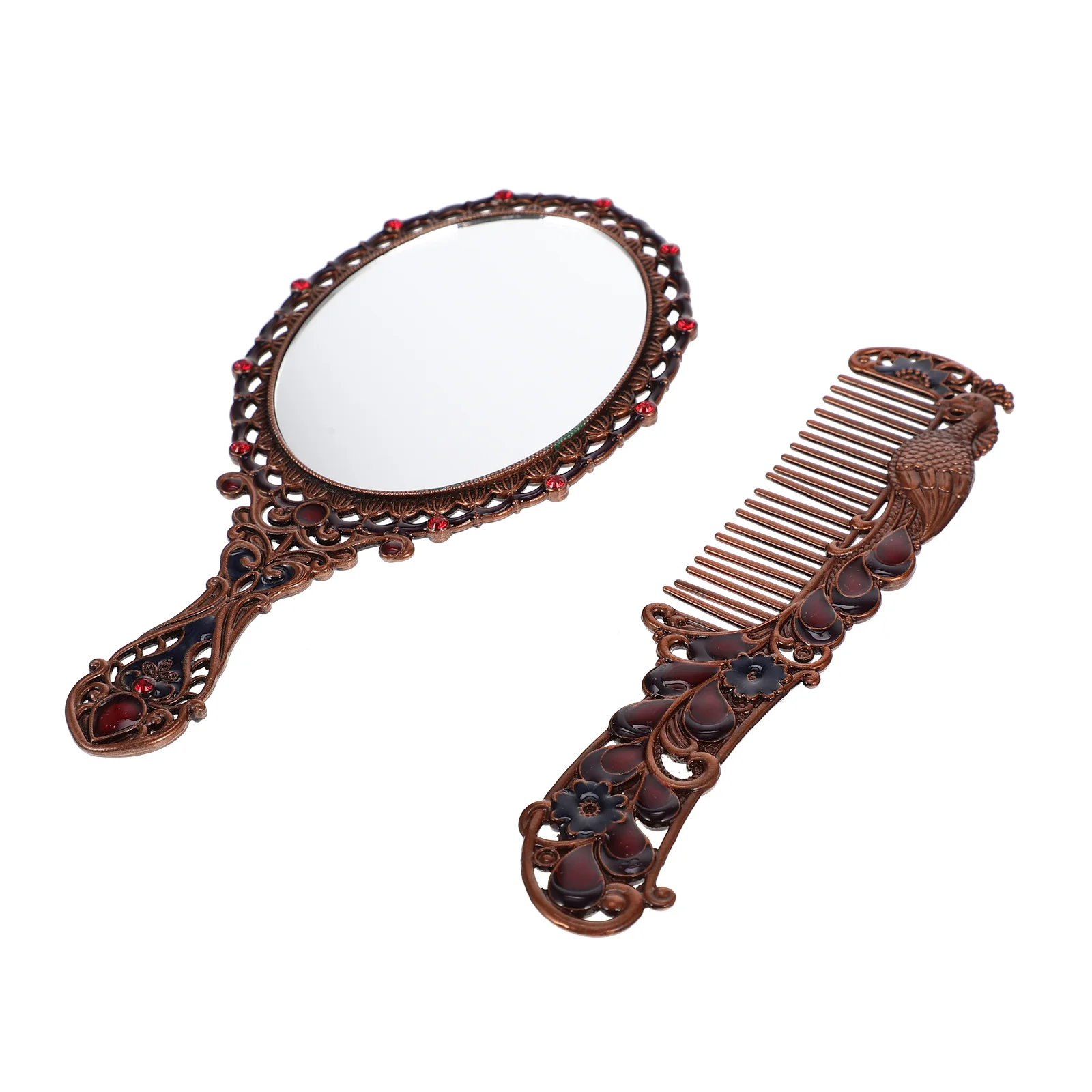 

Mirror Makeup Hand Comb Hair Vanity Vintage Mirrorsshower Fogless Handheld Handle Brush Metalwith Women Held Compact Retromini