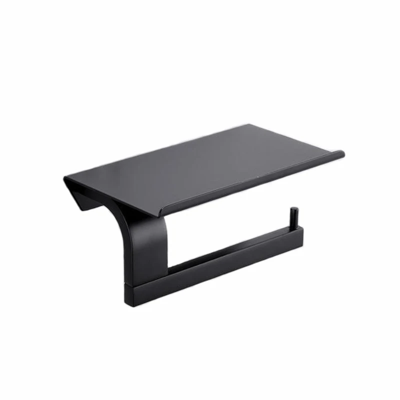 

M17D Wall Mounted Storage Rack Roll Holder Dual-purpose Toilet Paper Rack with Shelf for Bathroom Washroom Kitchen Rust-proof