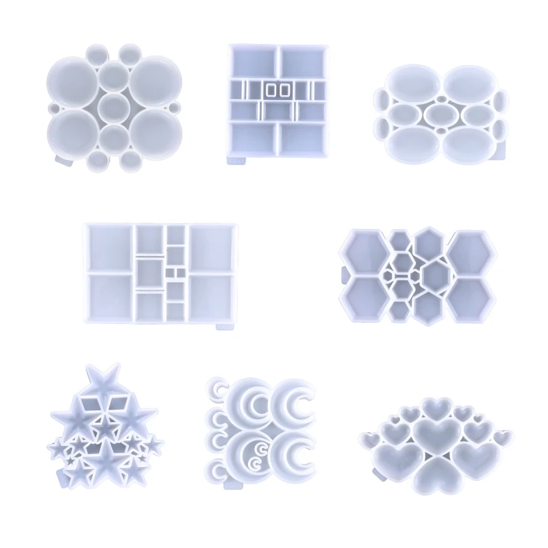 

D0LC Geometric Figure Decoration Drop Glue Mold Diy Star Moon Love Pendant Jewelry Accessories Decorative Silicone Mold