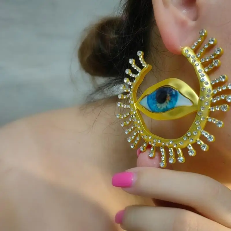 Сережки-кольца U2JF винтажные голубые глаза