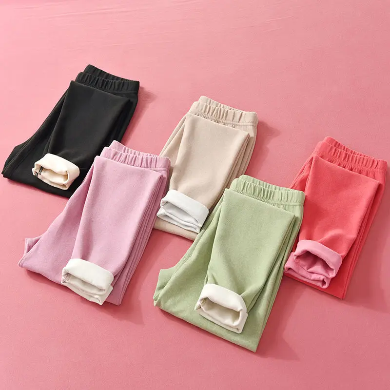 Warm Pants De Velvet Self-heating Non-fading Thickened Trousers Women's Inner Solid Color Thin Base Autumn and Winter Thick