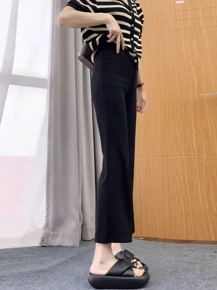 Плюс размер Эластичные капри Повседневные брюки Женские 2024 Осень и зима Новые