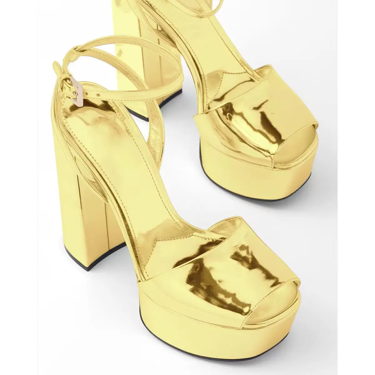 Сандалии с открытым носком на платформе Papete Feminina ремешок пряжкой Topuklu Ayakkabı