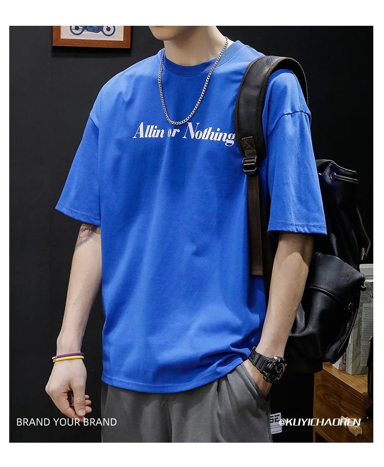 

M3174 Short-sleeved t-shirt men's summer new ins tide brand heavy 2022 new t-shirt