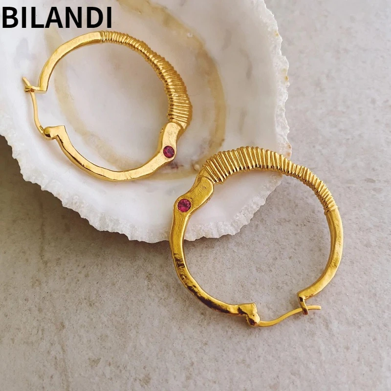 

Современные украшения Bilandi, текстурные серьги-кольца, лидер продаж, элегантные темпераментные металлические золотистые серьги для женщин, подарок для женщин