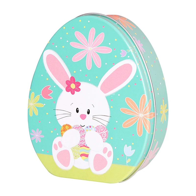 Cute Easter Box Candy Tin Tins Boxes Gift Cookie Storage Tinplatelids Eggs Bunny Metallarge Jar Mini Empty Treat Decor Basket images - 6