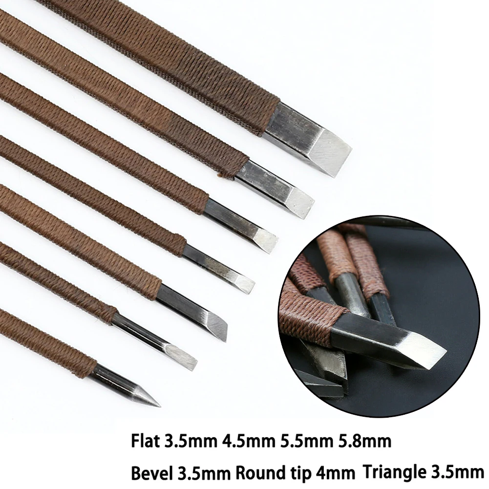 

Carving Knife Chisel Set Stone Engraving Knives Flat Head Round Tip 3.5/4.5/5.5/8.5/4.0/4.5mm Manganese Steel Seal DIY Hand Tool