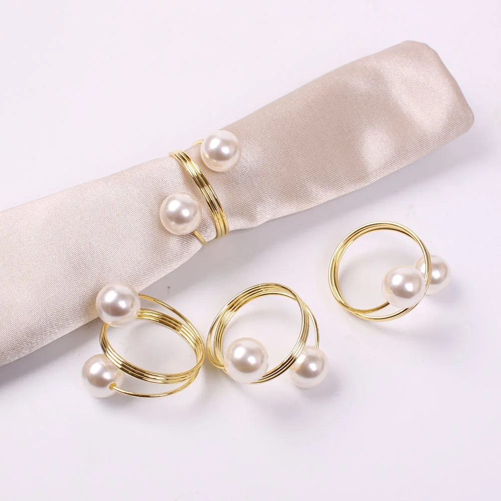 new pearl napkin buckle, silver hoop hotel party table decoration napkin rings, napkin circle