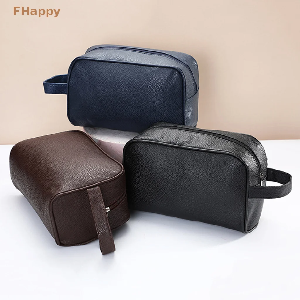

Men Travel Cosmetic Bag Zipper Makeup Bags Women Cosmetics Organizer Storage Pouch Travel PU Leather Toiletry Bag