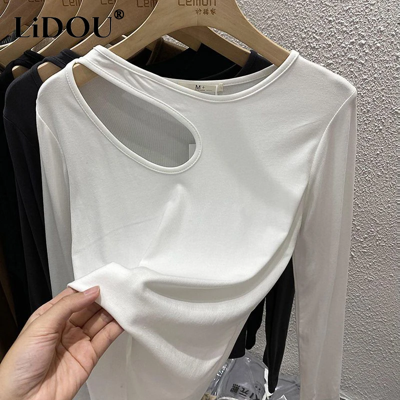 

2023 New Korean Fashion Sexy Vintage Neat Capable Hipster Street Irregular Aesthetic Sweet Pullover Solid Color Round Collar