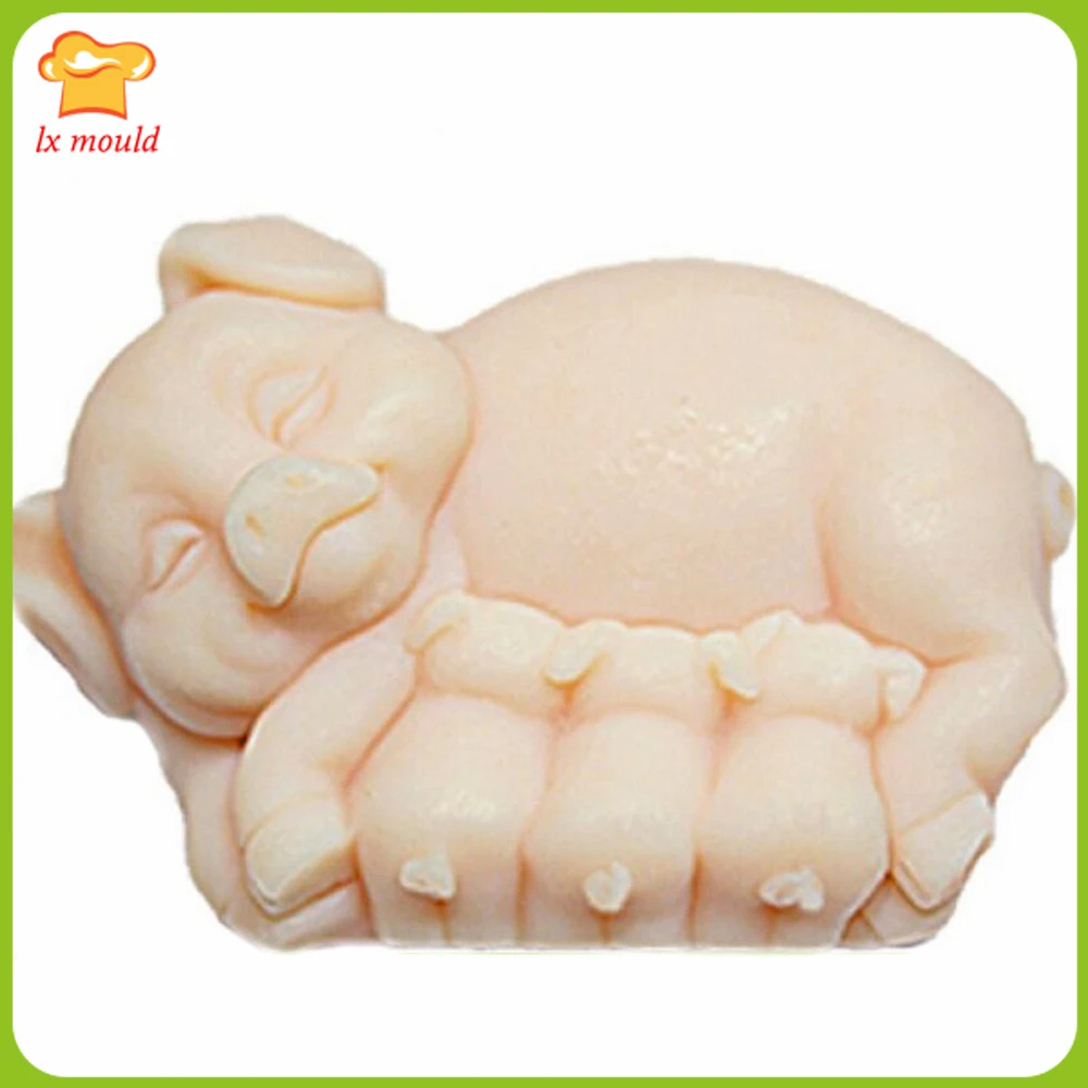 

LXYY New Pig Mother Soap Silicone Moulds Pig Baby Mold Mother's Day Candle Wedding Silicone Tools