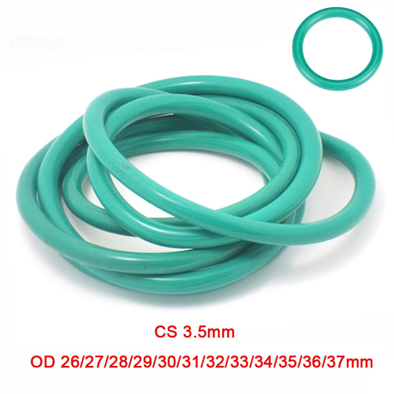 

5Pcs/lot Green FKM Fluorine Rubber O-Ring Oil Sealing Gasket CS3.5mm OD 26~37mm O Ring Seal Gasket Rings Fuel Washer