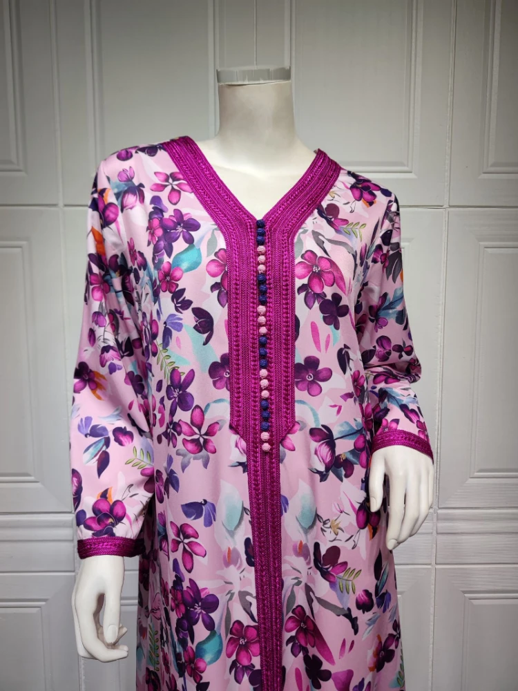 Luxury Print Muslim Hijab Dress for Women Ramadan Jalabiya Marocain Clothes Eid Arabic Abaya Islamic Kaftan Robe Turkey Dresses