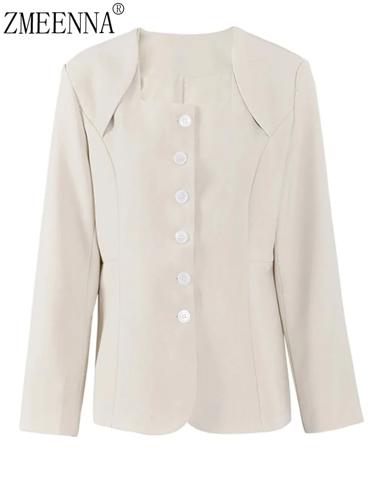 Женский однобортный Блейзер ZMEENNA абрикосового цвета новый пиджак с квадратным