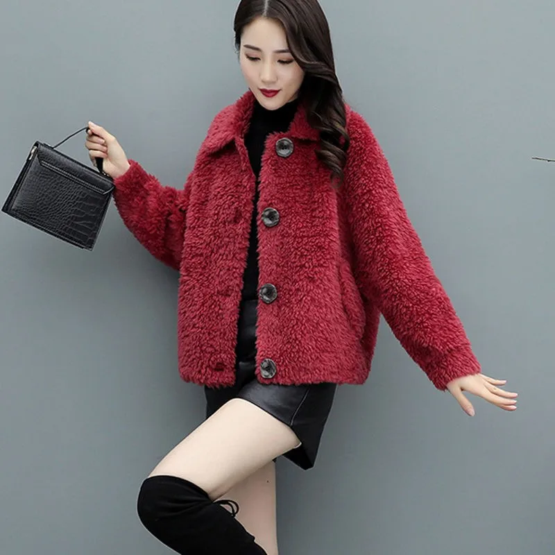 Autumn Winter Thicken Warm Teddy Fur Jacket Coat Women Casual Fashion Lamb Faux Fur Overcoat Fluffy Cozy Loose Outerwear New