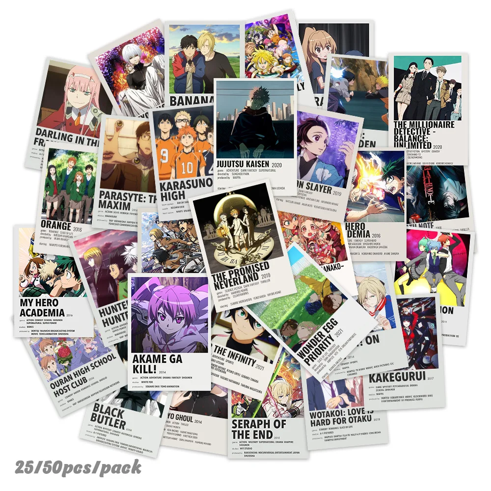 

25/50Pcs Japanese Haikyuu!! Jujutsu Kaisen Anime Stickers SK8 HUNTER X HUNTER Decal Laptop Luggage Suitcase Phone Sticker