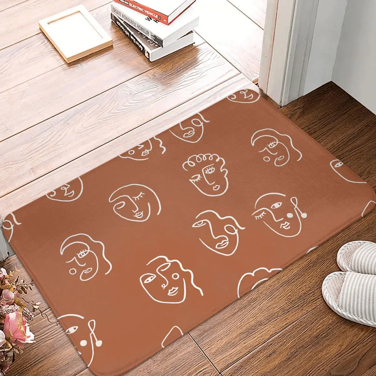 

Line Art Non-slip Doormat Kitchen Mat Minimalist Portrait Background Balcony Carpet Entrance Door Rug Bedroom Decorative
