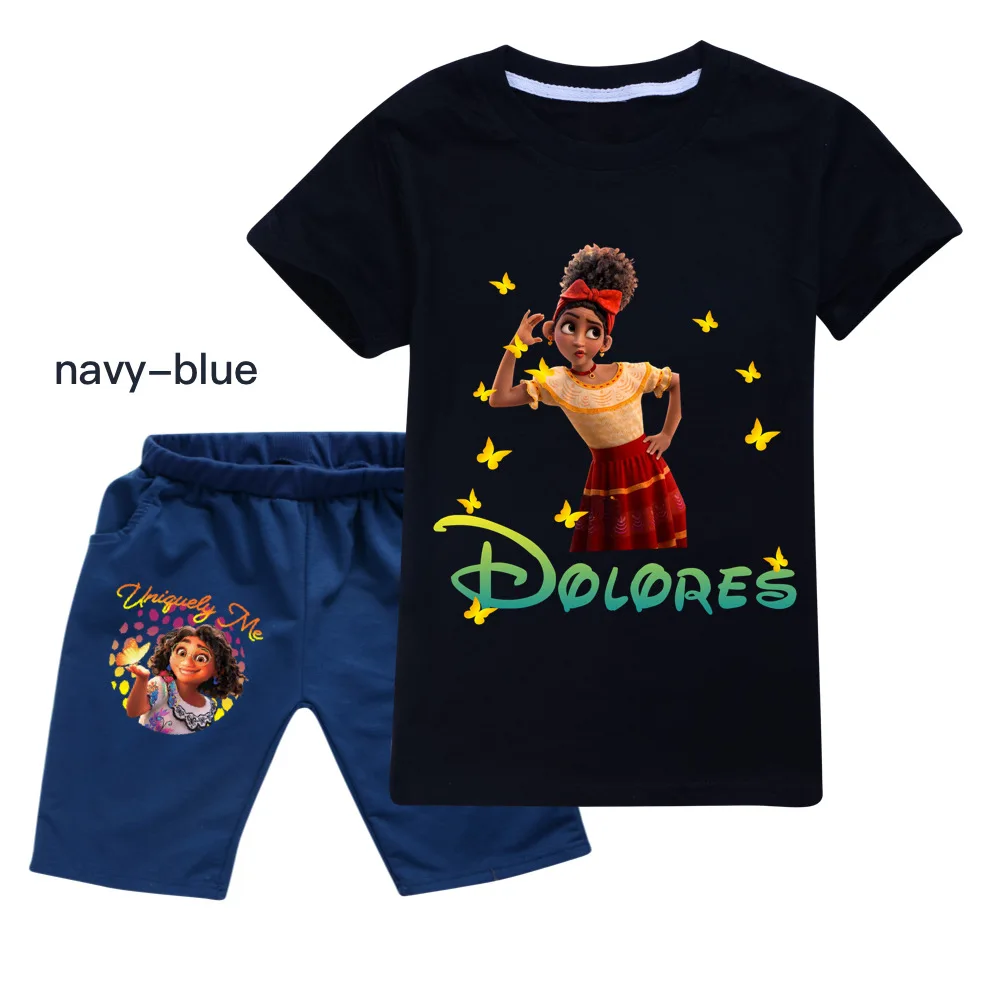 

2022 Summer Disney New Kids T Shirt Set Boys Girls Cartoon Encanto 3D Printed Short Sleeve Top + Shorts 2 Piece Set 2-16Y