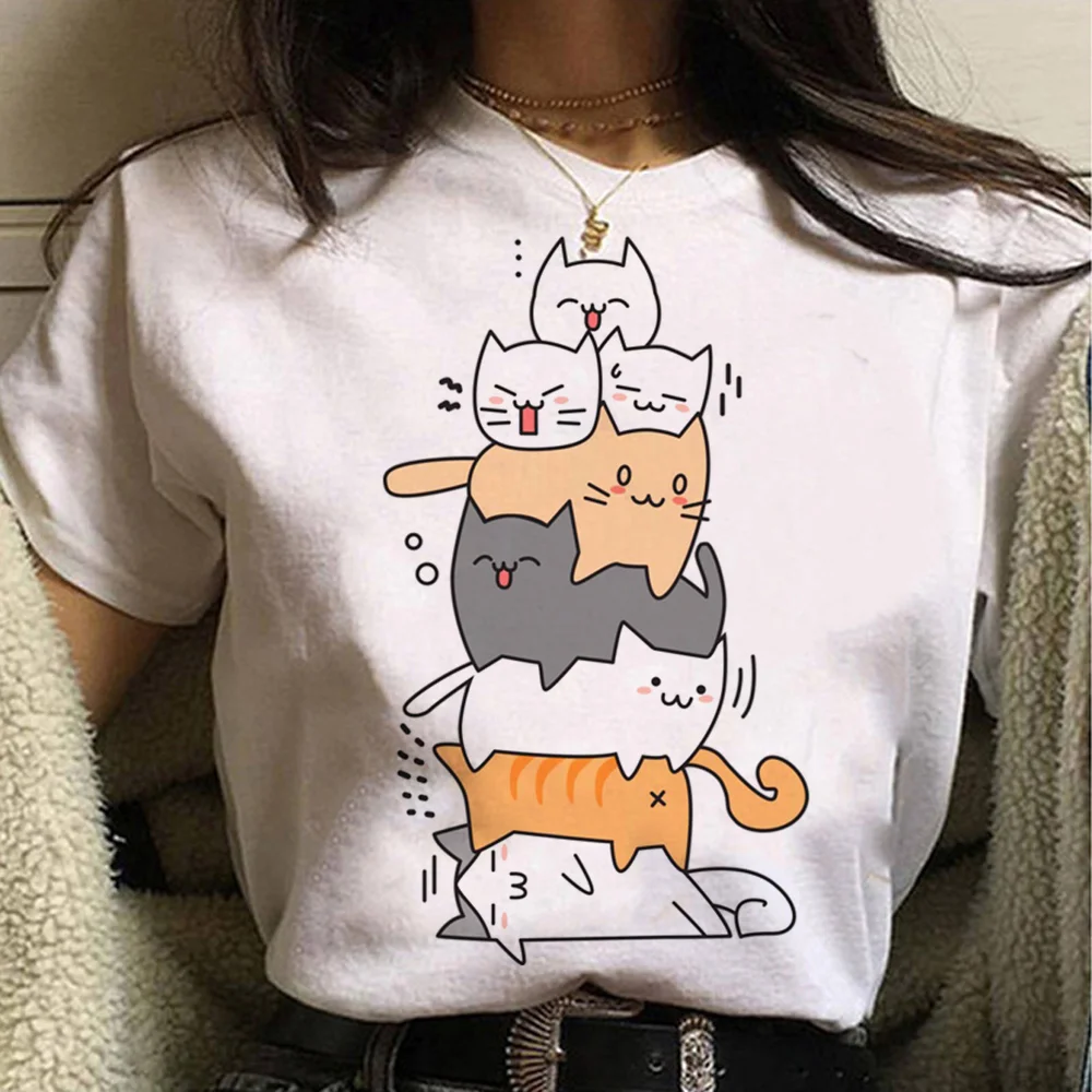 

Funny Cat Print top women comic harajuku top female anime y2k funny clothes