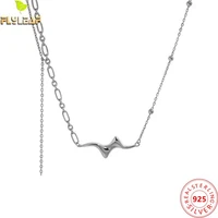 real 925 sterling silver jewelry asymmetric bead chain seagull pendant necklace platinum plating original design accessories