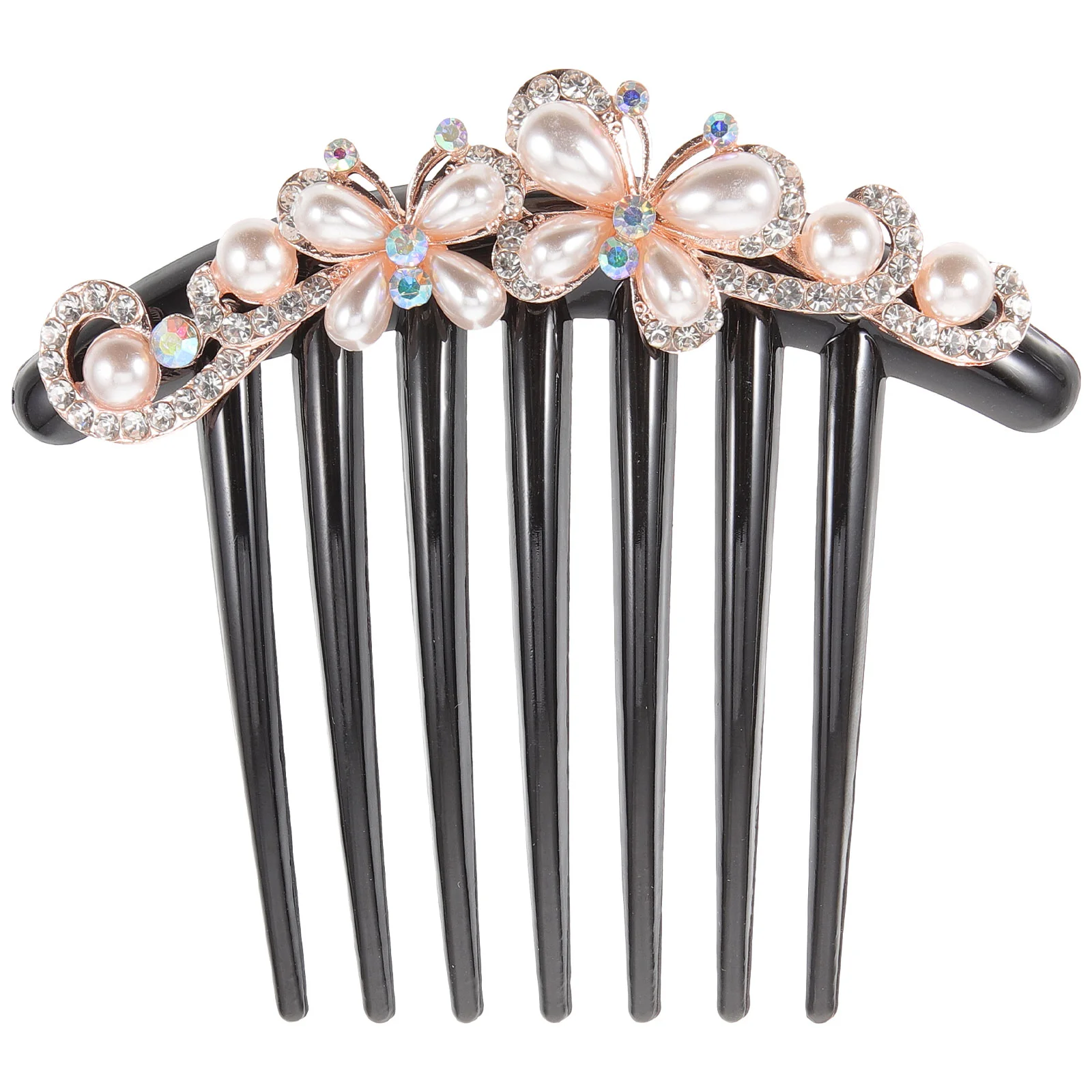 

Hairpin Seven-tooth Comb Miss Rhinestone Headpiece Women Pearl Side Rhinestones