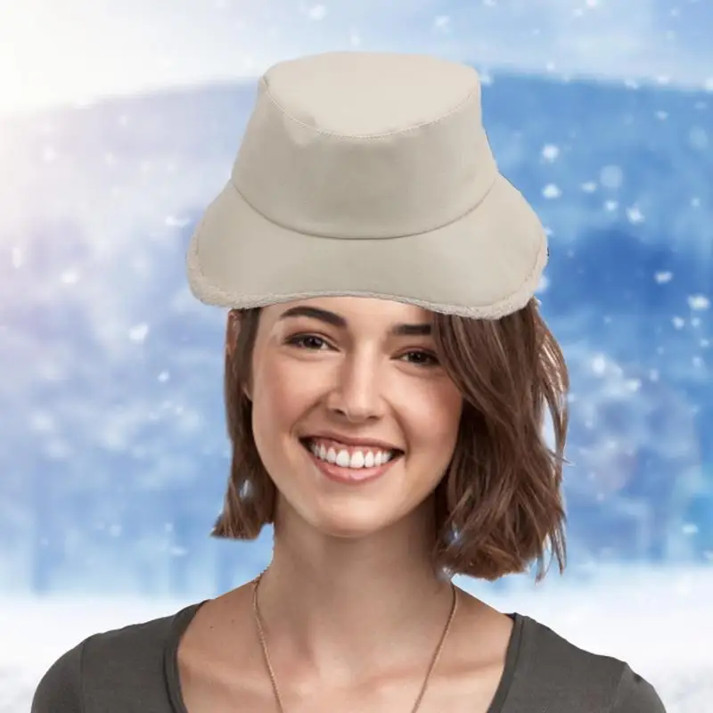 Панама женская плотная теплая шерстяная плюшевая кожаная с большими полями