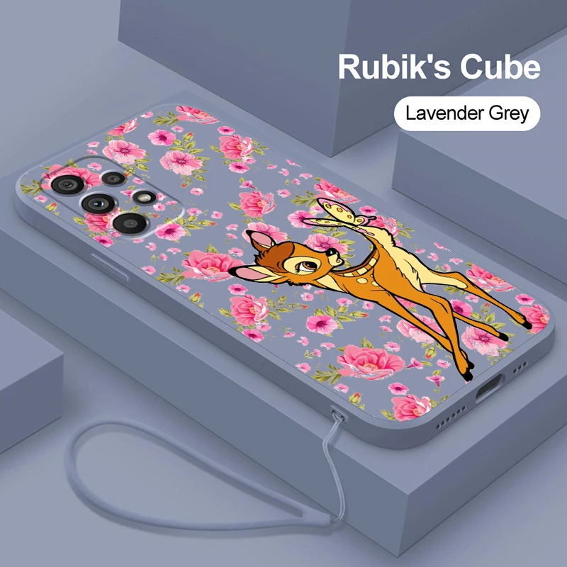 

Liquid Rope Cover Disney Bambi Cute Cartoon Phone Case For Samsung A73 A53 A33 A52 A32 A23 A22 A71 A51 A21S A03S A50 A30 5G