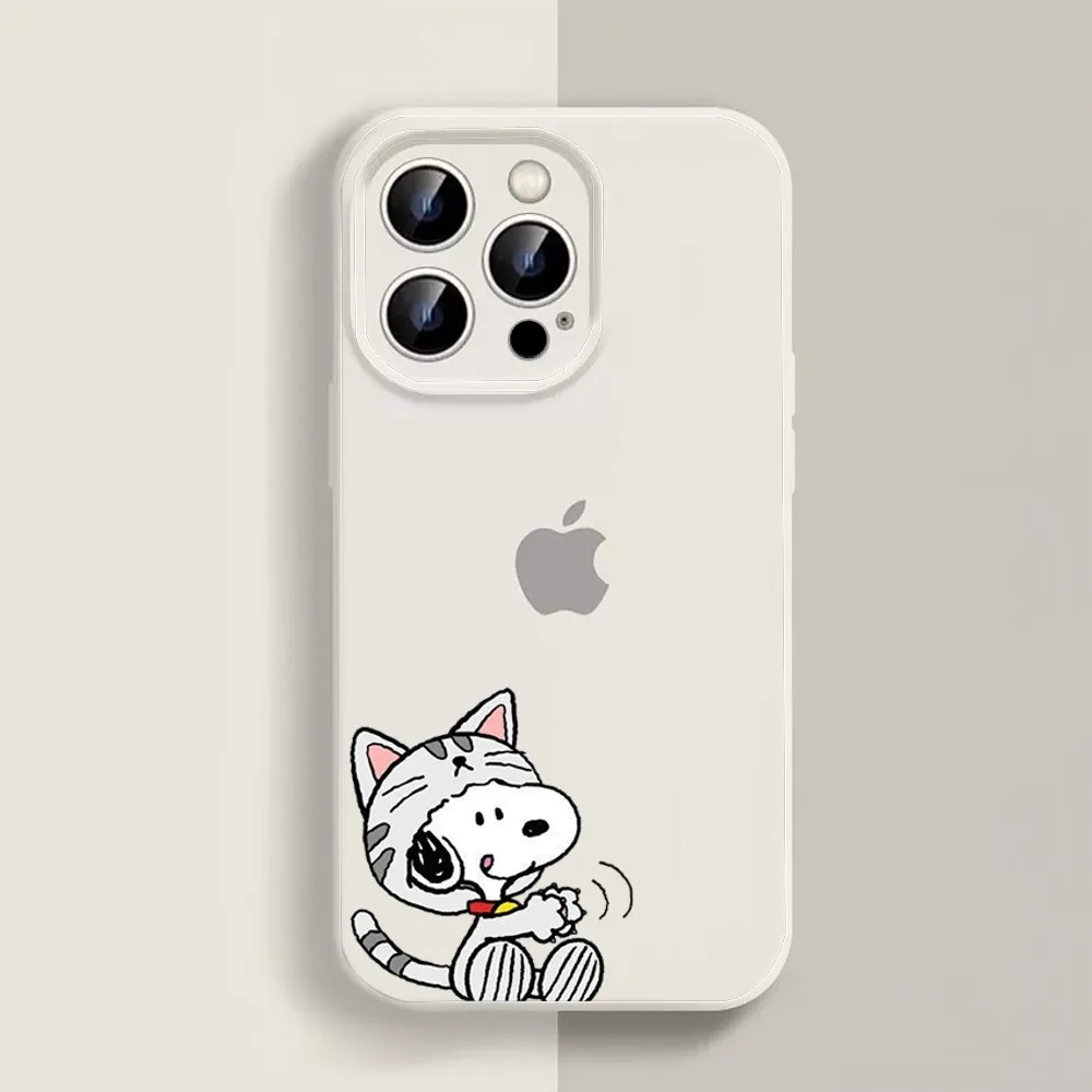 Cartoon S-Snoopy Phone Case For Iphone 11 13 14 15 16 Pro Max X Xr Xs Se2020 12mini White Cover