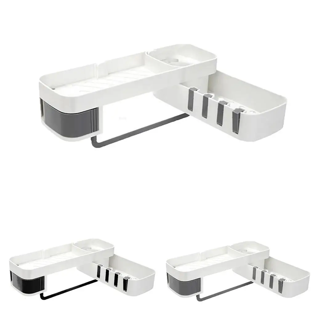 

Полка-органайзер пластиковая на присоске для ванной и кухни