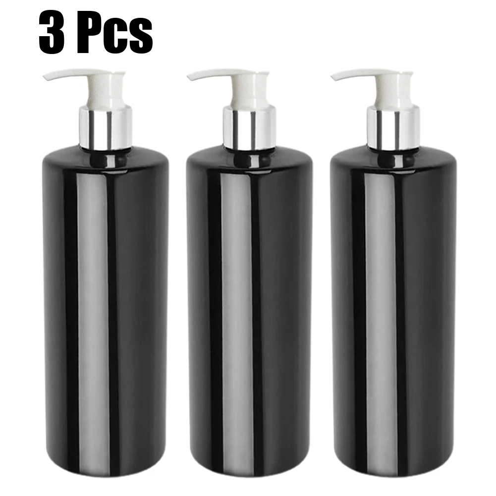 3PCS 500ml PET Empty Refillable Shampoo Lotion Bottles With Pump Dispensers Portable Soap Liquild Bottles Bathroom Storage