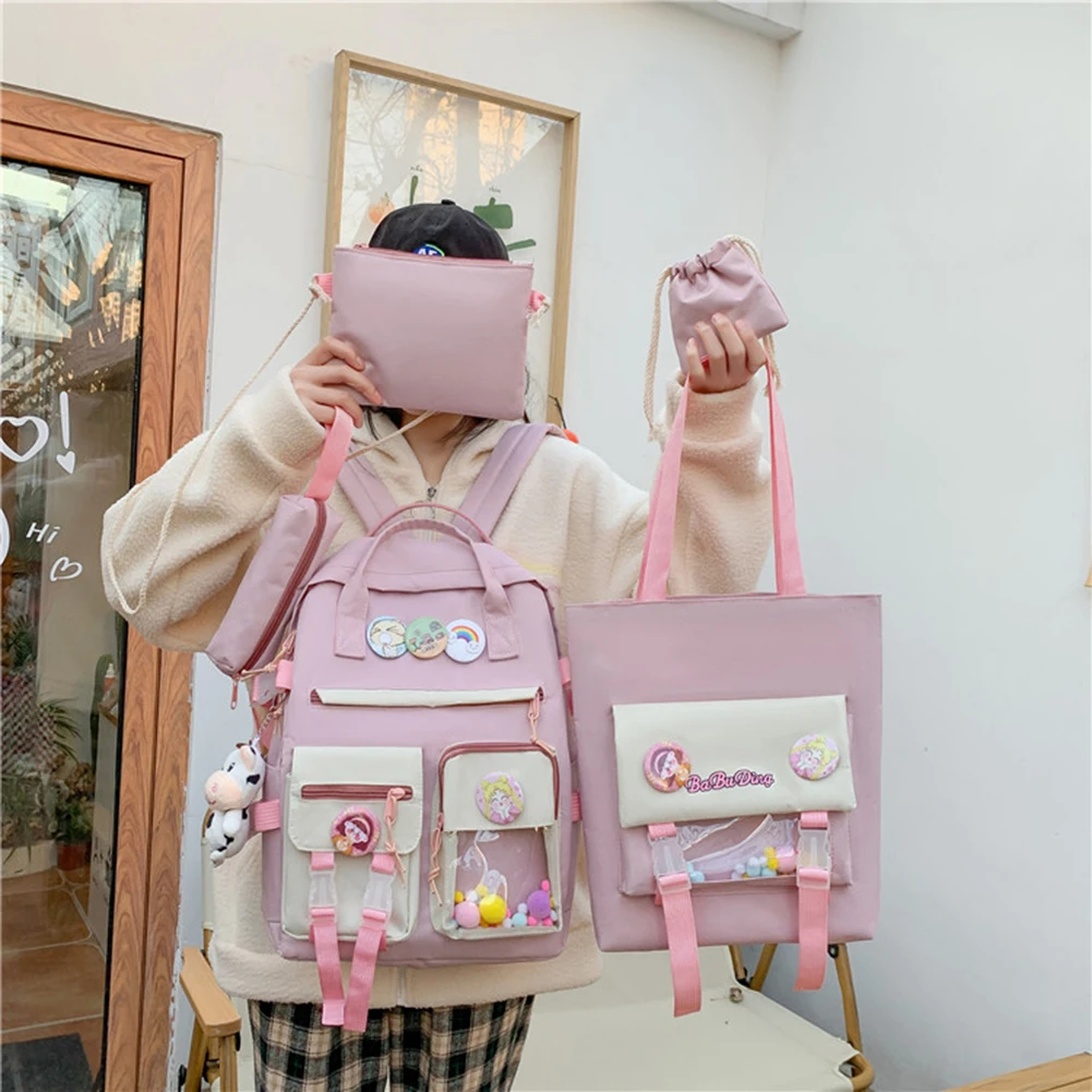 

2022 Cute Women Backpacks Waterproof Multi-Pocket Nylon School Backpack Student Female Girls Kawaii Laptop Book Pack Mochilas