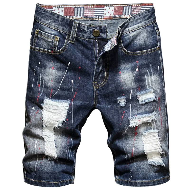 

Мужские рваные джинсовые шорты, хлопковые Бермуды, дышащие шорты из денима, размеры 28-40, 2023