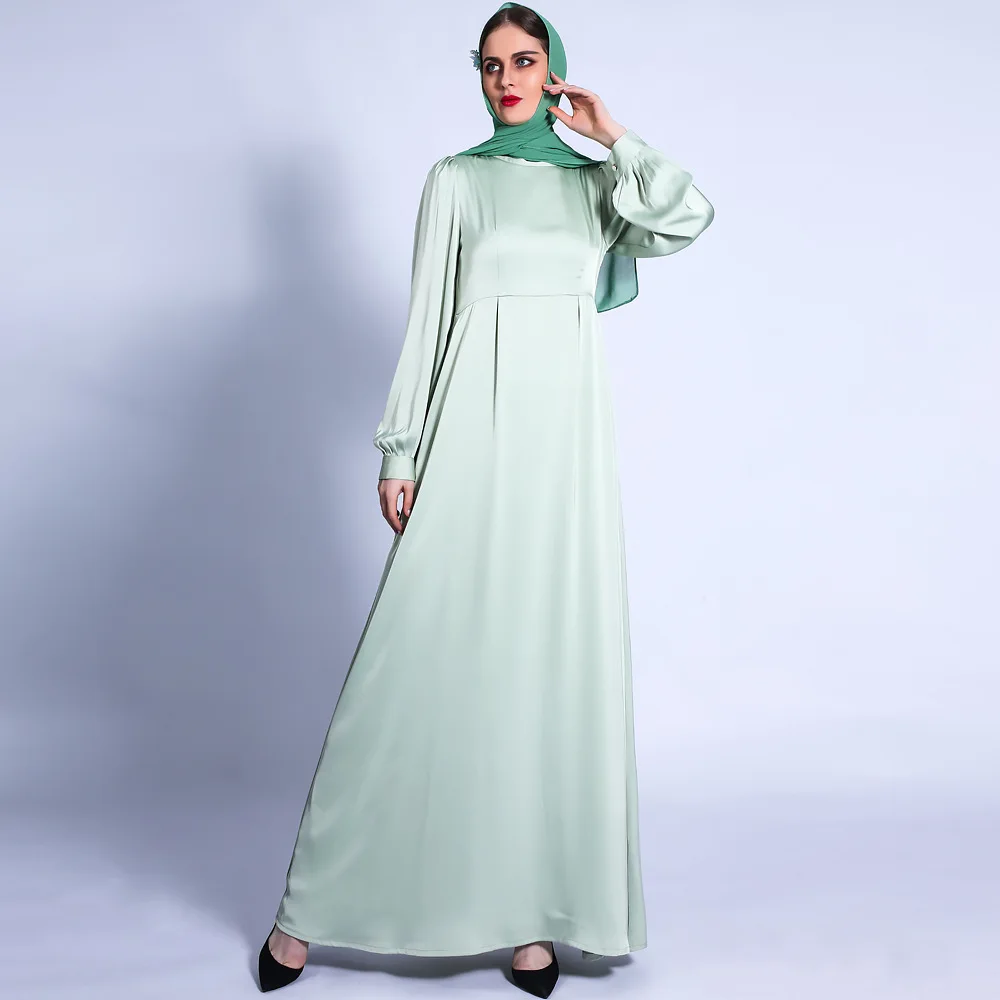 

Women Muslim Dress Hijab Abayat Big Swing Abaya Kaftan Robe Ramadan Turkey Islamic Clothing Satin Solid A-line Inner Dresses