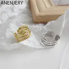 ANENJERY, Ретро стиль, нестандартная гладкая цепочка, тайское серебряное кольцо, 925 пробы, Серебряное регулируемое кольцо, ювелирное изделие, опт, S-R589