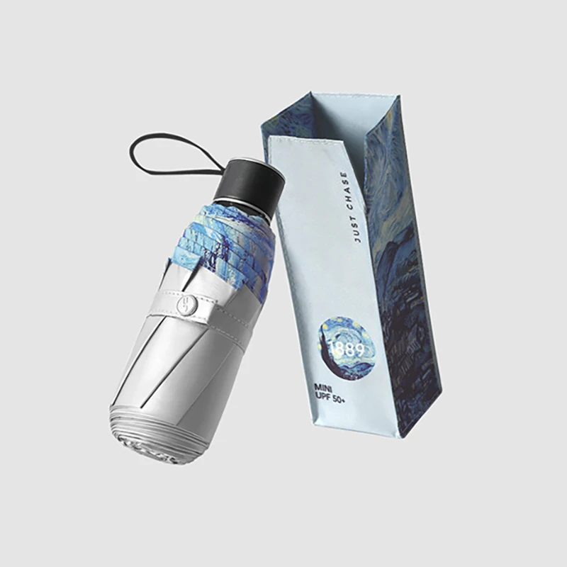 Мини карманный зонт от солнца для девочек ветрозащитный с 8 ребрами в стиле Ван