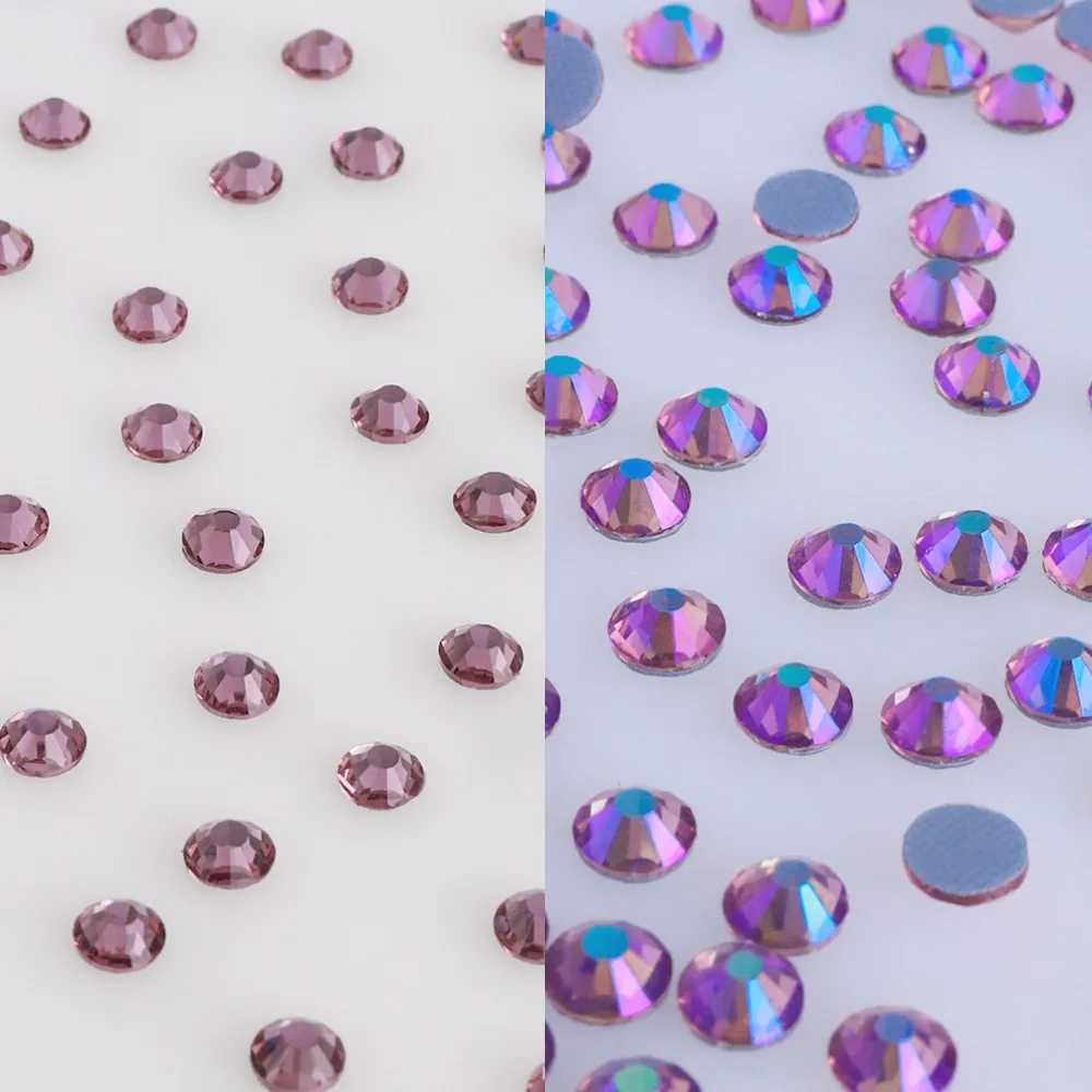 

SS3-SS30 Light Amethyst Flatback Hotfix Glass Rhinestone Glitter Crystal AB Strass Nail Gems Nail Art Accessories for Nail Deco