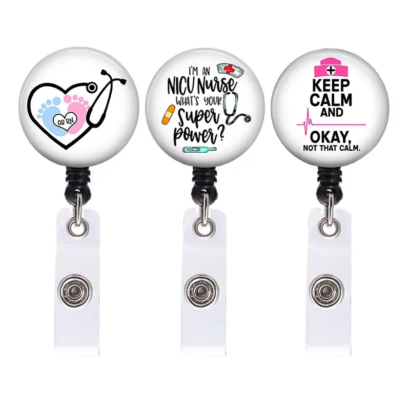 

1pc Rotatable ID Name Badge Reel for Doctors Nurses Work Card Holder Accessories Medical Workers Pass Staff Employee's Card Clip