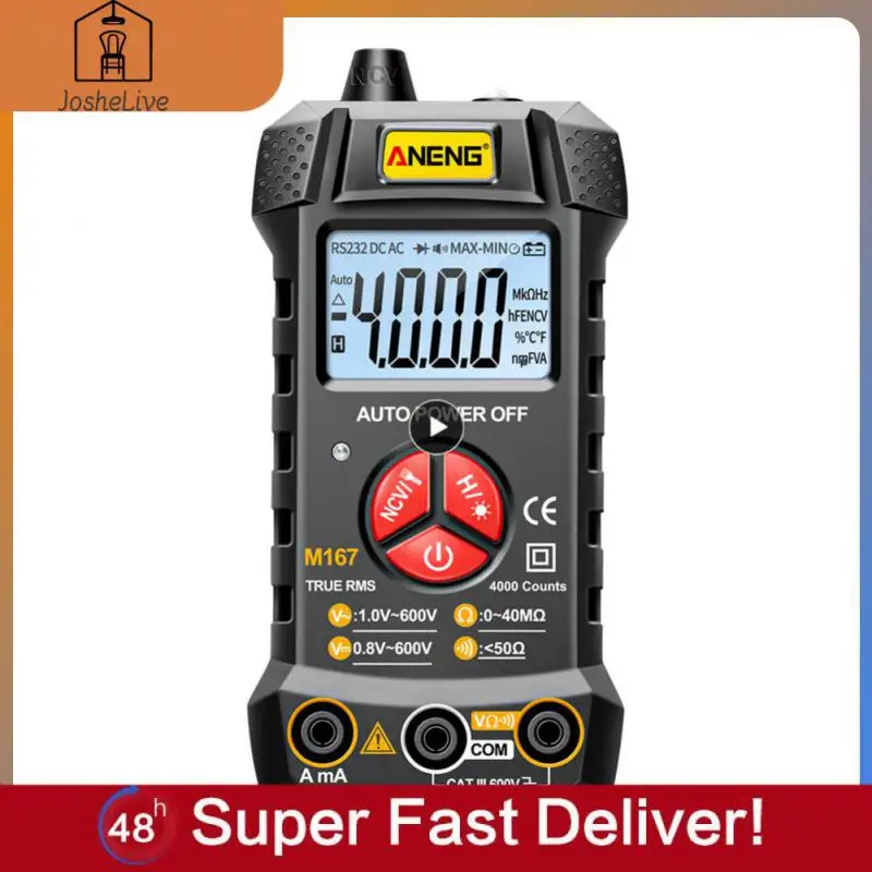 

ANENG M167 Digital Mini Multimeter Tester Auto Multimetro True Rms Tranistor Meter With NCV Data Hold 4000counts Flashlight