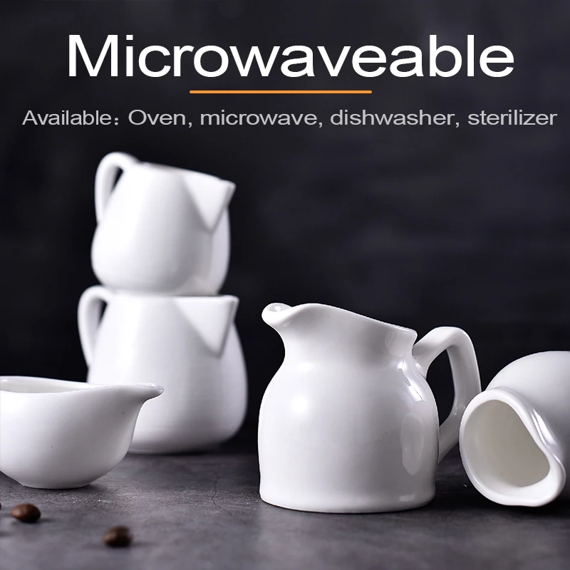 

Coffeeware Ceramic Milk Jug White handle condiment cup coffee milk froth cup pull cup sauce western restaurant hotel tableware