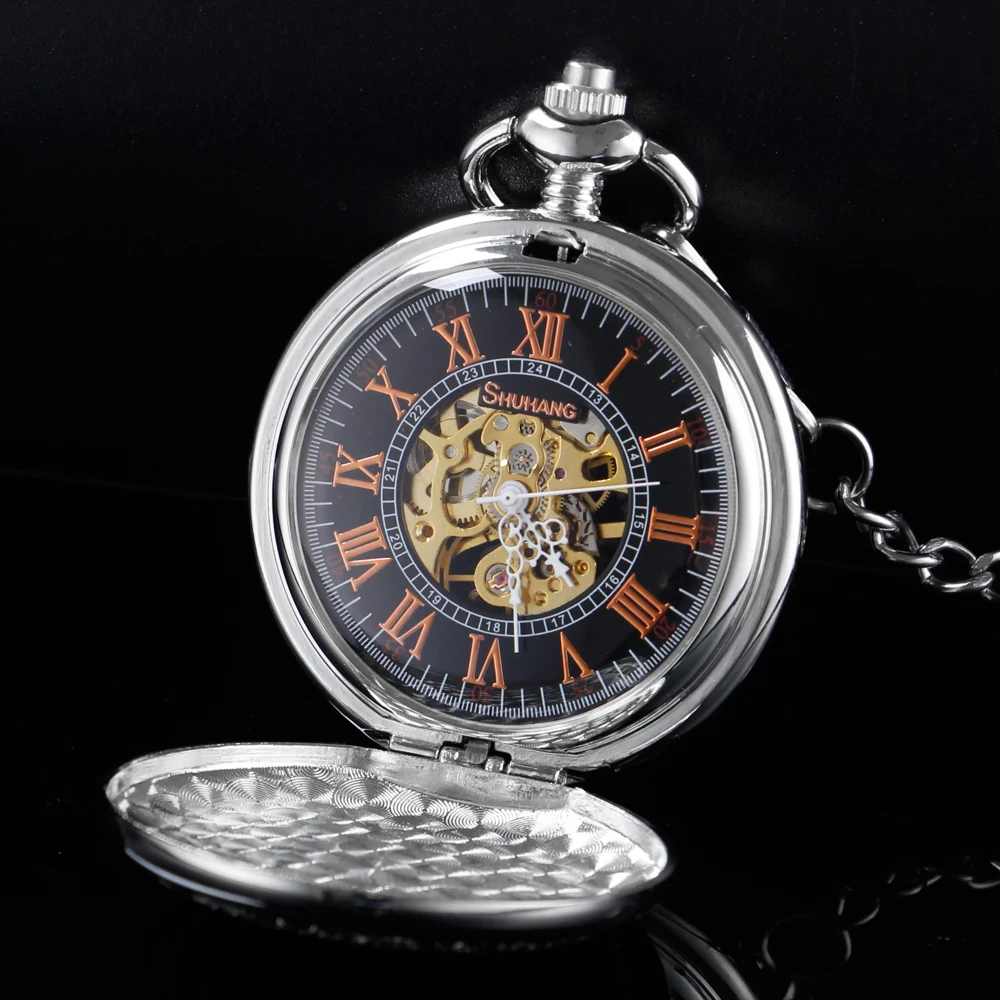 Exquisite Dragon Pattern Steel Embossed Mechanical Pocket Watch Vintage Gentleman Analog Signal Clock Women's Jewelry Gift