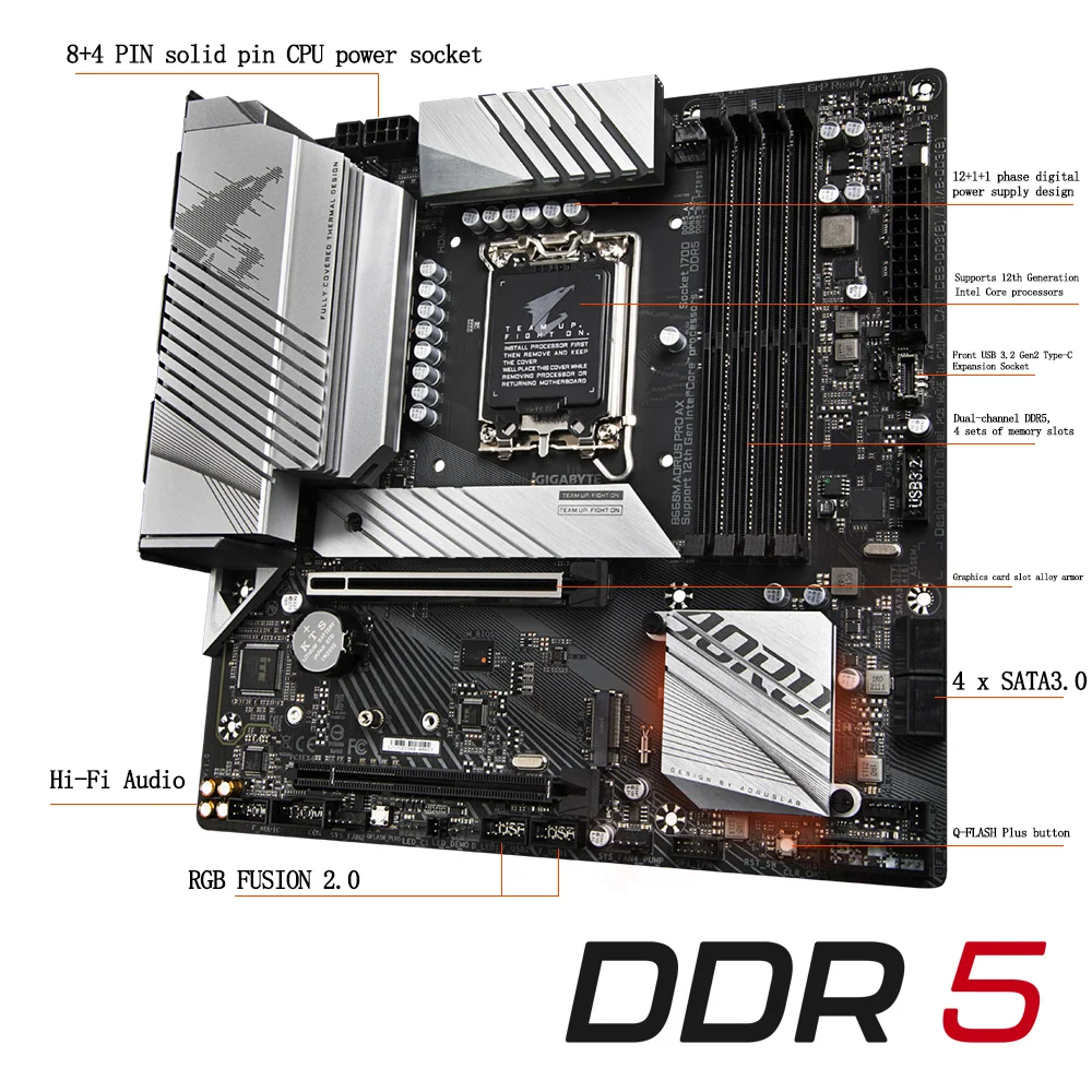 Материнская плата Gigabyte B660M AORUS PRO AX DDR5 материнская LGA 1700 с поддержкой ЦП 12-го