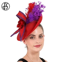 fs horse racing festival fascinators linen hat with feather fedora hats for women derby cocktail party bridal ladies church hats
