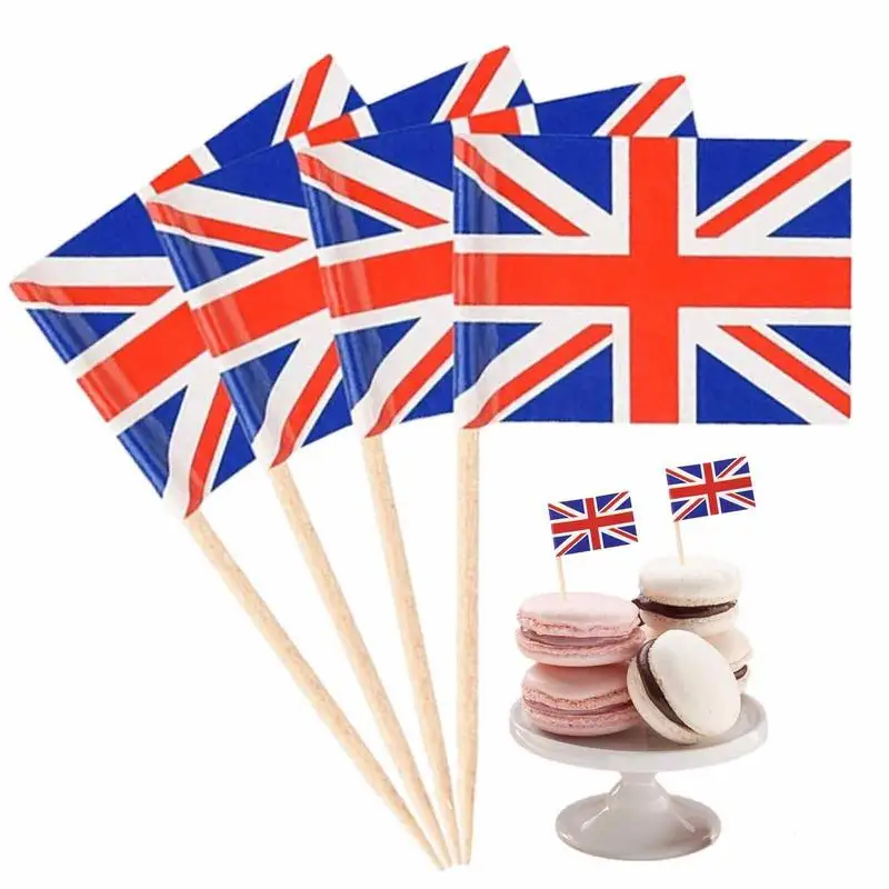 

Union Jack Toothpicks 100pcs British Cocktail Stick Flags Birthday Wedding Baby Shower National Day Royal Event Decoration