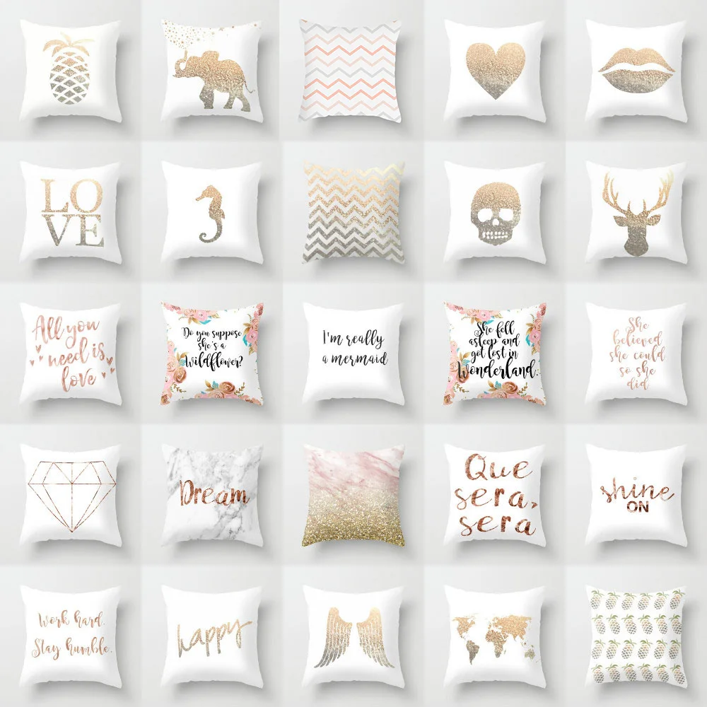 

Декоративный чехол для подушки Elife 45*45 см с золотым узором из полиэстера и хлопка, украшение для дома, чехол для автомобильной подушки, чехол ...