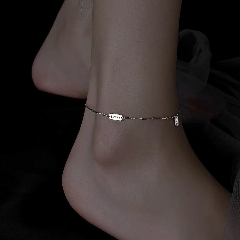 

925 Sterling Silver Luck Anklet Female 2023 Summer New Simple Women's Accessories Fashion Foot Chain to Send Friends