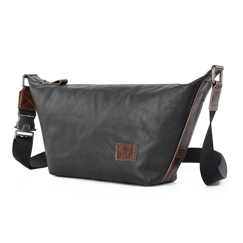 

Men Vintage Messenger Bag Genuine Leather Crossbody Shoulder Bag Large Multi-pockets Pad Phone Magzine Holder