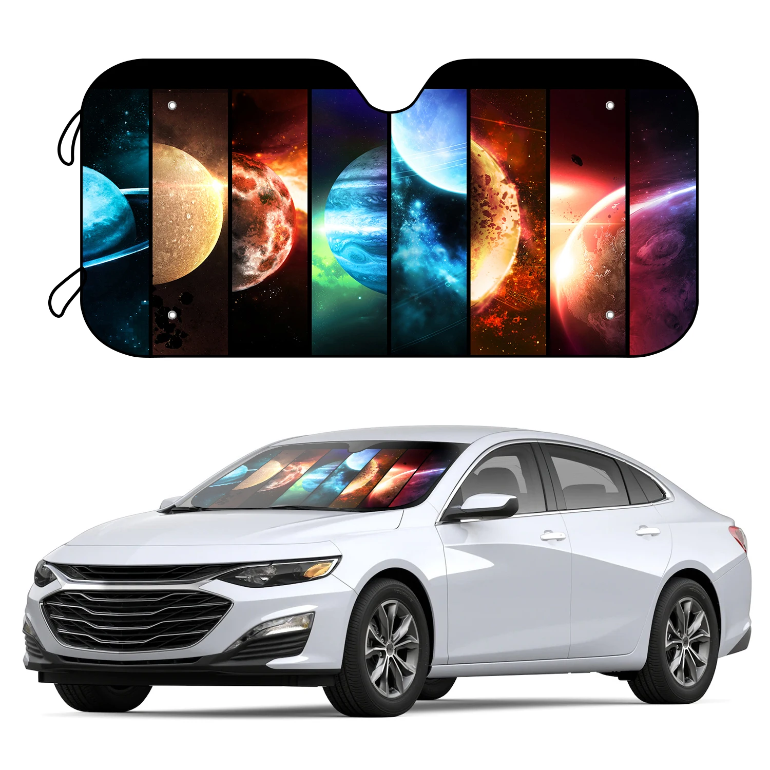 

1pc Summer Car SunShades Car Windshield Cover Galaxies In Space Automobile Sunshade Shield Solar With 4 Free Suction Cups, Prote