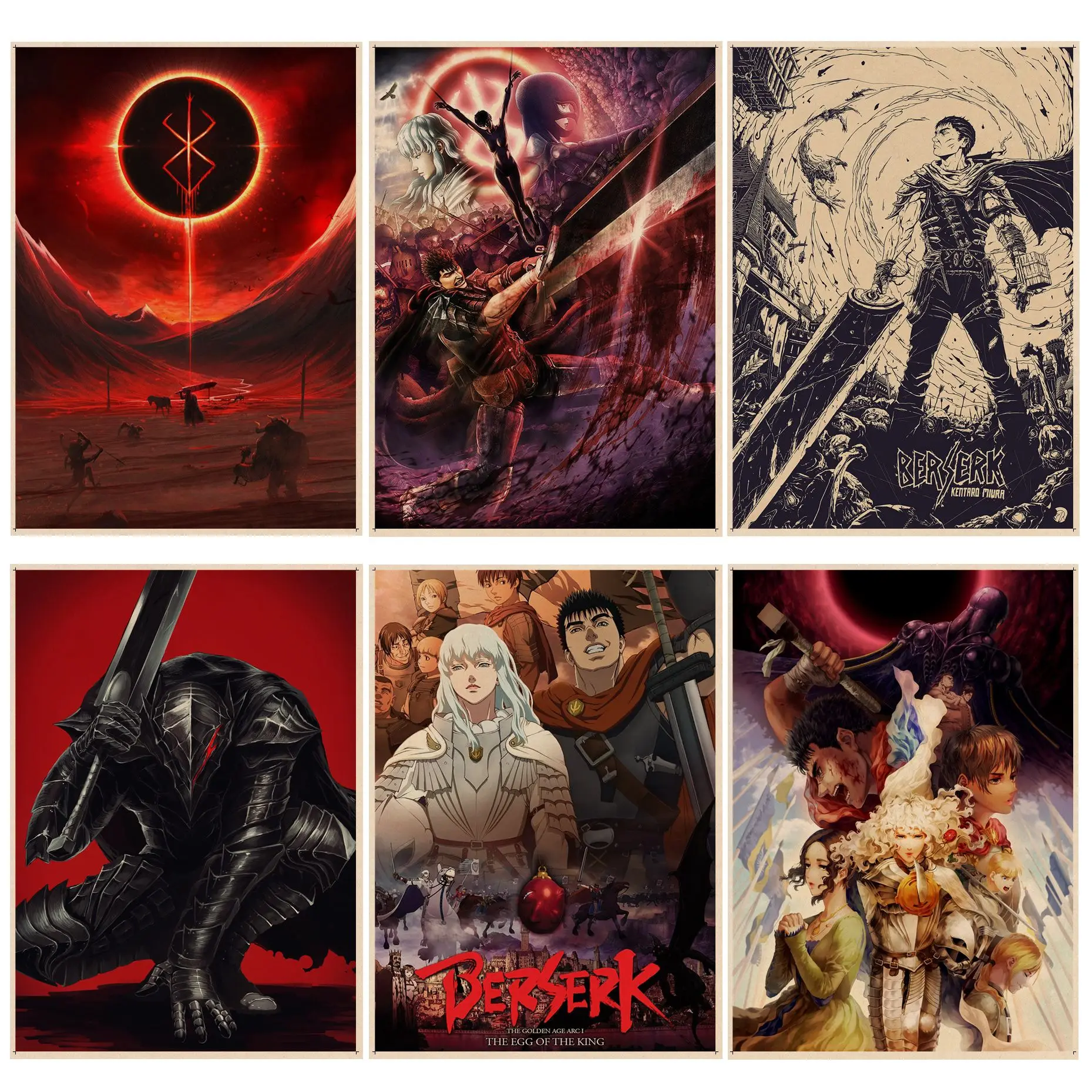 

Berserk Movie Posters Decoracion Painting Wall Art Kraft Paper Home decor