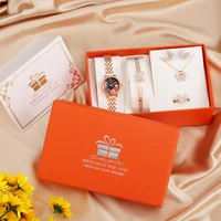 luxury womens watch sets 5 piecesset butterfly jewelry gifts female quartz wristwatch high grade present box new arrivals 2022